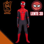Fantasia Homem Aranha Longe de Casa Cosplay Infantil Bodysuit Elastano com Visor 3D